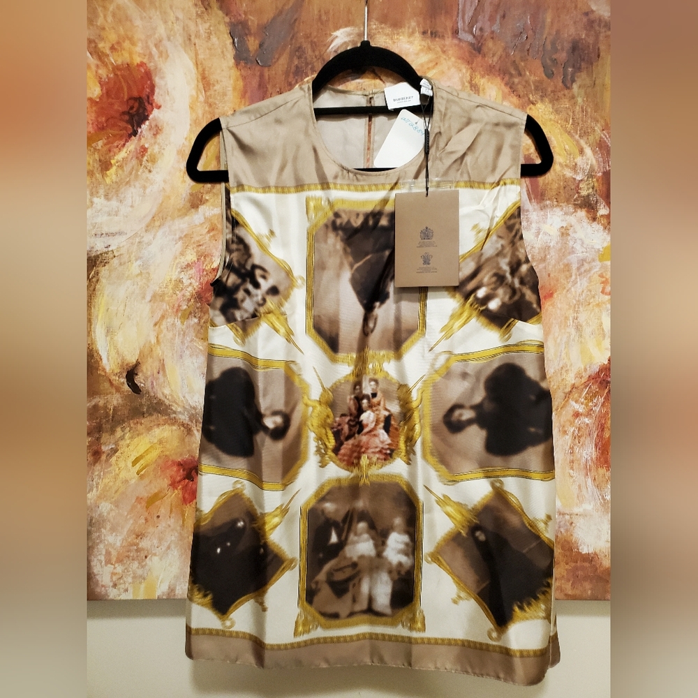 Sz 8 $1050 NWT Burberry Montage print Silk blouse